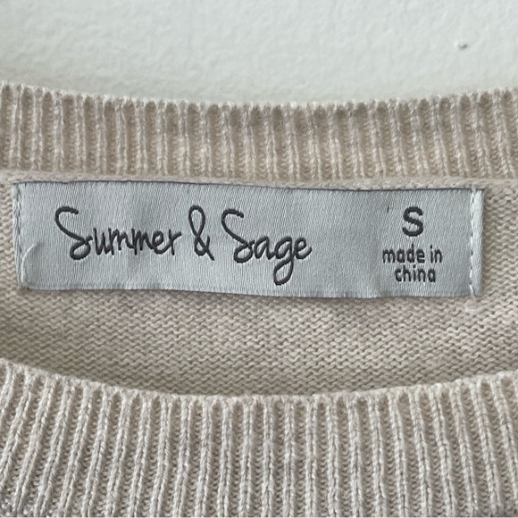 Summer & Sage Pullover Frenchie Sweater Women’s Size Small Beige - Picture 4 of 7